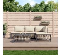 Fangmaliuyun Ensemble de 5 meubles de jardin en rotin synthétique anthracite avec coussins beiges, module d'angle de 72 x 72 cm, peu encombrant et résistant aux intempéries, pour balcon, terrasse et