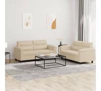 Fangmaliuyun Ensemble de canapé 2 places en tissu microfibre crème 2 x 2 places 150 cm Design moderne robuste et confortable pour salon, chambre à coucher, bureau