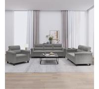 Fangmaliuyun Ensemble de canapé 3 pièces en microfibre - Gris foncé - 210 x 150 x 90 cm - Design moderne - Construction extra stable - Expérience d'assise confortable avec 6 coussins - Pour salon