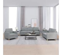 Fangmaliuyun Ensemble de canapé 3 pièces gris clair avec fauteuil 2 places + 3 places 78/138/198 cm Cadre en métal épais rembourré pour salon, chambre, chambre d'adolescent, petites pièces