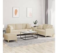 Fangmaliuyun Ensemble de canapé 3 places crème 2 places 138 cm 3 places 198 cm avec tabouret robuste en tissu et métal Design moderne pour salon, chambre d'adolescent, petites pièces