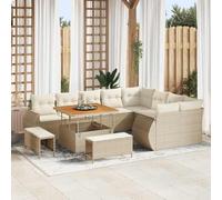 Fangmaliuyun Ensemble de canapés de jardin beige crème 100 x 100 x 71 cm en polyrotin avec espace de rangement - Salon d'extérieur modulaire et robuste pour balcon, terrasse et petits jardins