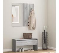 Fangmaliuyun Ensemble de meubles de couloir en bois Sonoma gris 80 x 30,5 x 40 cm - Petit banc avec miroir et garde-robe - Design moderne - Espace de rangement pour couloir, salon, chambre à coucher