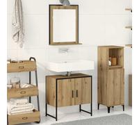 Fangmaliuyun Ensemble de meubles de salle de bain marron 60 × 33 × 60 cm en matériau dérivé du bois avec miroir de 50 × 60 cm, montage mural, design moderne, durable et peu encombrant, pour petites