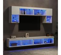 Fangmaliuyun Ensemble de meubles TV à LED - Montage mural - En bois - Blanc - 30,5 x 30 x 60 cm - Design moderne avec éclairage RVB - Grand espace de rangement pour salon, chambre à coucher, bureau