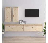 Fangmaliuyun Ensemble de meubles TV, en pin massif, 100 x 30 x 35 cm et 30 x 30 x 80 cm, design moderne avec bois robuste, meuble bas suspendu pour salon, meuble TV, buffet