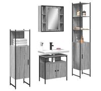 Fangmaliuyun Ensemble de salle de bain 4 pièces gris Sonoma 60 x 30 x 60 cm : meuble de lavabo avec armoire à miroir, étagère, étagère en bois et acier pour petites salles de bains