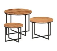 Fangmaliuyun Ensemble de tables basses en bois massif d'acacia et fer 55 x 55 x 45 cm - Design moderne - Robuste et durable - Peu encombrant - Pour salon, chambre, bureau