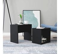 Fangmaliuyun Ensemble table basse noire 48 x 30 x 45 cm en bois dérivé du bois - Design moderne - Peu encombrante - Petite table d'appoint et grande table basse pour salon, chambre à coucher, bureau