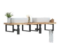 Fangmaliuyun Étagère de lavabo 120 x 50 cm - Montage mural - En bois d'acacia massif et acier noir - Jusqu'à 100 kg - Design moderne - Peu encombrant - Organiseur de salle de bain pour toilettes