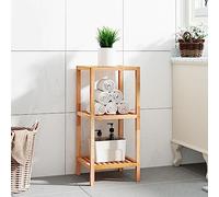 Fangmaliuyun Étagère de salle de bain, 36 x 36 x 79 cm, en bois de noyer massif, avec 3 étagères, design moderne et support mural, étagère peu encombrante pour salle de bain, balcon et cuisine