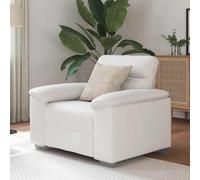 Fangmaliuyun Fauteuil en cuir synthétique - Blanc - 100 x 81 x 84 cm - Petit canapé-lit moderne avec accoudoirs larges - Pour salon, bureau, chambre d'adolescent