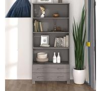 Fangmaliuyun Hamar - Buffet haut en bois de pin massif - Gris clair - 85 x 35 x 180 cm - Pour cuisine, salon, couloir - Design moderne avec beaucoup d'espace de rangement