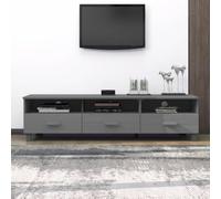 Fangmaliuyun Hamar - Meuble TV bas - Gris foncé - 158 x 40 x 40 cm - En pin massif - Design moderne - Avec 3 tiroirs et 3 compartiments - Avec guide-câbles - Pour salon, bureau, couloir