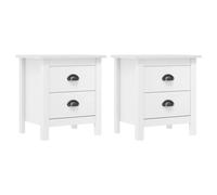 Fangmaliuyun Hill - Lot de 2 tables de chevet - Blanc - 46 x 35 x 49,5 cm - Bois de pin massif - Table de chevet moderne avec 2 tiroirs - Peu encombrante et facile à nettoyer - Pour chambre à coucher