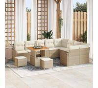 Fangmaliuyun Lot de 12 canapés de jardin - Beige - 80 x 80 x 71 cm - En polyrotin et acier acacia - Espace de rangement - Design moderne - Pour balcon, terrasse et petits jardins