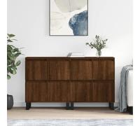 Fangmaliuyun Lot de 2 buffets 120 x 35 x 70 cm en bois de chêne marron - Buffet moderne avec espace de rangement - Armoire polyvalente pour salon, couloir et chambre à coucher