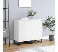 Fangmaliuyun Lot de 2 buffets en bois avec pieds en métal - Blanc - 40 x 35 x 70 cm - Pour cuisine, couloir, salon, garde-manger - Design moderne