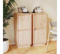 Fangmaliuyun Lot de 2 buffets en pin massif - 31,5 x 34 x 75 cm - Commode avec 2 portes - Buffet moderne pour cuisine, salon et couloir