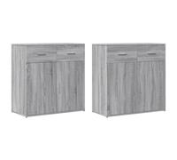 Fangmaliuyun Lot de 2 buffets gris Sonoma 79 x 38 x 80 cm en matériau dérivé du bois avec design moderne, robustes et durables, miracle de rangement pour cuisine, salon, couloir
