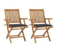 Fangmaliuyun Lot de 2 chaises de jardin pliantes, anthracite, en teck massif, 56 x 58 x 88 cm, design moderne, peu encombrantes, pour balcon, terrasse, camping