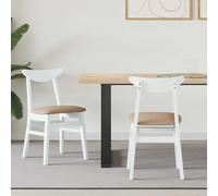 Fangmaliuyun Lot de 2 chaises de salle à manger en bois d'hévéa massif - Blanc - 42 x 47,5 x 81 cm - Design moderne - Robuste et durable - Pour cuisine, salon, salle à manger