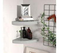Fangmaliuyun Lot de 2 étagères d'angle coulissantes - 25 x 25 x 3,8 cm - Gris - En MDF nid d'abeille moderne - Avec système de montage invisible - Charge maximale : 5 kg - Pour livres, décoration