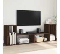 Fangmaliuyun Lot de 2 meubles TV bas, 75 x 30 x 50 cm, décor chêne, 4 compartiments, buffet TV pour salon et chambre à coucher