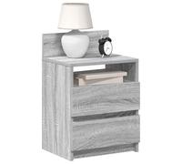 Fangmaliuyun Lot de 2 tables de chevet - Gris Sonoma - 40 x 33 x 60 cm - En bois - Avec 2 tiroirs - Armoire d'appoint pour chambre à coucher