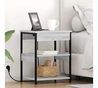 Fangmaliuyun Lot de 2 tables de chevet - Gris Sonoma - 41 x 31 x 51 cm - Moderne - Avec station de charge et 4 étagères en MDF - En bois robuste - Pour chambre à coucher et salon