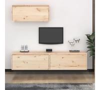 Fangmaliuyun Lot de 3 armoires TV murales en pin massif - 80 x 30 x 35 cm - Élégant meuble bas avec gestion des câbles pratique et robustesse durable - Pour salon, chambre à coucher, couloir