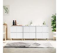 Fangmaliuyun Lot de 3 buffets en bois - Blanc - 60 x 35 x 70 cm - Espace de rangement pour cuisine, salon, couloir - Design moderne - Robuste et durable - Pour salon, couloir et chambre à coucher