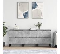 Fangmaliuyun Lot de 3 buffets en bois gris béton 180 x 35 x 70 cm Design moderne avec espace de rangement généreux pour cuisine, salon, couloir, bureau et salle à manger