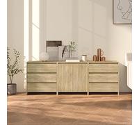 Fangmaliuyun Lot de 3 buffets en chêne Sonoma - 70 x 40 x 75 cm - Avec portes et tiroirs - Merveille d'espace moderne pour cuisine, salon, couloir