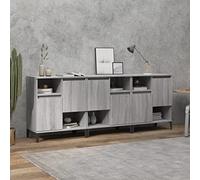 Fangmaliuyun Lot de 3 buffets gris sonoma 60 x 35 x 70 cm avec poignées en métal, moderne, grand espace de rangement, robuste, combinaison de couloir, cuisine, salon, couloir