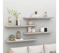 Fangmaliuyun Lot de 4 étagères flottantes - 120 x 23,5 x 3,8 cm - En MDF - Gris béton - Avec cadre en métal - Charge maximale : 10 kg - Étagère murale visible sans perçage - Pour salon, chambre à