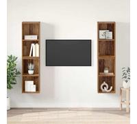 Fangmaliuyun Lot de 4 meubles TV bas en bois recyclé 37 x 37 x 72 cm en bois dérivé du bois et chêne, convient au salon, peu encombrant, à suspendre pour une ambiance moderne dans le salon, le bureau