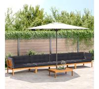 Fangmaliuyun Lot de 5 canapés de jardin en bois d'acacia - 100 x 60 x 30 cm - Design à lattes - Anthracite - Coussin modulable pour balcon, terrasse et petites pièces