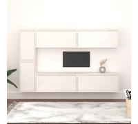 Fangmaliuyun Lot de 6 meubles TV en bois massif de pin blanc - 4 x 80 x 30 x 35 cm et 2 x 30 x 30 x 60 cm - Design moderne - Robuste et durable - Pour salon, chambre à coucher, couloir