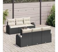 Fangmaliuyun Lot de 7 canapés de jardin modulaires - Noir crème - 179 x 62 x 69 cm - En rotin synthétique - Avec espace de rangement - Peu encombrant - Pour balcon, terrasse, jardin, petites pièces