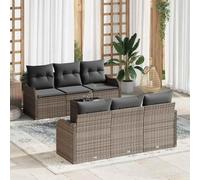 Fangmaliuyun Lot de 7 canapés d'extérieur - Gris - En polyrotin - 110 x 55 cm - Espace de rangement modulaire - Pour petit balcon, terrasse, jardin