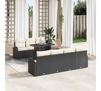 Fangmaliuyun Lot de 8 canapés de jardin en polyrotin - Noir - 234 x 179 x 85 cm - Modulaire - Petit canapé extensible pour balcon, terrasse, jardin et petites pièces