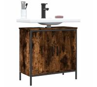 Fangmaliuyun Meuble de lavabo - Chêne fumé - 60 x 30 x 60 cm - En matériau dérivé du bois avec cadre en acier - Meuble de salle de bain moderne avec support mural - Peu encombrant - Pour les petites