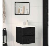 Fangmaliuyun Meuble de lavabo, chêne noir, 41 x 38,5 x 45 cm, matériau dérivé du bois, peu encombrant et résistant à l'humidité, avec charme rétro, pour salle de bain, invités, WC