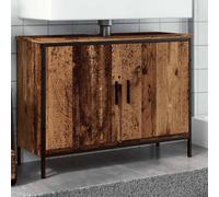 Fangmaliuyun Meuble de lavabo en bois recyclé 80 x 30 x 60 cm - Meuble de salle de bain avec espace de rangement - Aspect vintage moderne - Design peu encombrant - Pour petites salles de bain - Facile