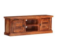 Fangmaliuyun Meuble TV 112 x 30 x 40 cm en bois d'acacia massif avec portes, passe-câbles, design moderne, robuste et durable, pour salon, couloir et chambre à coucher
