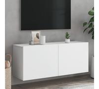 Fangmaliuyun Meuble TV bas - Blanc - 100 x 30 x 41 cm - Pour montage mural - Matériau bois avec design tendance - Meuble TV peu encombrant pour salon, chambre à coucher et couloir