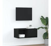 Fangmaliuyun Meuble TV bas en chêne noir 60 x 31 x 25,5 cm - Console murale en bois avec tiroir - Design moderne - Meuble TV stable pour salon, chambre à coucher, bureau