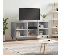 Fangmaliuyun Meuble TV bas, gris béton, 103,5 x 30 x 50 cm, en bois dérivé du bois, avec pieds en fer, design moderne, 6 compartiments, pour salon, chambre à coucher, couloir, miracle de rangement