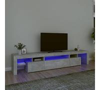 Fangmaliuyun Meuble TV bas gris béton 215 x 36,5 x 40 cm LED avec éclairage RVB pour salon, salle à manger et bureau